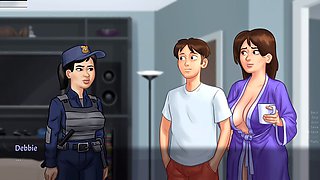 Adult games, fellatio, boob squeeze