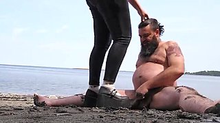 Canadian Couple Rough Sex on Beach - Aggressive CBT Ballbusting & Trampling in HD