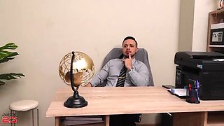 Blonde Russian Bella Mur Fucks Lawyer Against Husband - Rough Wild Sex & Cum on Tits