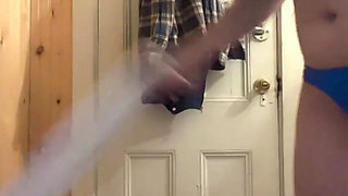 Hana Take a Cup Water Clean Her Pussy in the Bathroom