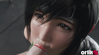 Yuffie Kisaragi Big Dick Sloppy Blowjob - Deep & Messy 3D Animation
