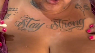 Tanned BBW: Oil on Large Breasts and Smoke in the Lungs 4K