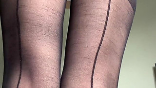 Solo Masturbation: Garter Belt & Stockings Stay on for Vibrator Orgasm