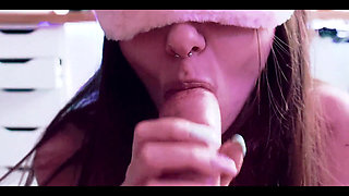Cute Girl Whipped Cream Blowjob Close up