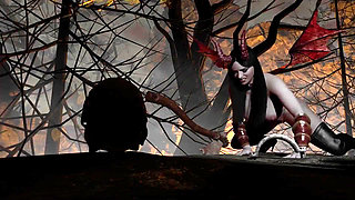 Raven Black Succubus if Hunting for Dick in the Forest