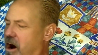 Blonde Slut Takes Piss on Breast Before Fucking Outdoors