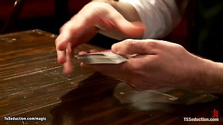 Bartender anal fucks blond shemale