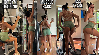 Hot Brunette Shows off Her Perfect Ass and Muscle Back