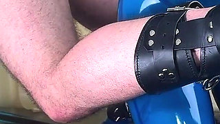 Inside the Training 28: Blue Latex Catsuit, Suspension, Fisting & Pegging in Extreme Heat
