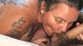 Funcouple66699 Aussie BBW MILF sucks hairy balls and makes stranger cum hard POV