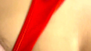 Asian Goddess in Red Stockings Gets Her Tight Pussy Fucked Hard and Gets Cum on Her Face and Mouth