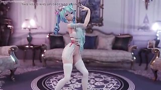 MikuMotion's 3D Hatsune Miku (g)i-Dle Queen Striptease - Busty Jiggle in Tight Uniform