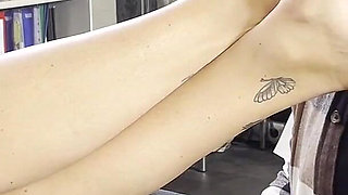 Valerias First Verbal Office Foot Domination: Nylon Sniffing, Sock Gag & Barefoot Worship