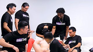 Young Brazilian Pizza Delivery Girl Gets Gang-Fucked