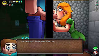 Alex Sucks Steve Through a Gloryhole! Sloppy Blowjob HornyCraft Minecraft Parody
