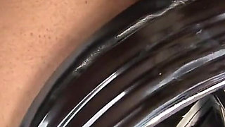Latina with bouncy tits sucks and fucks black cock