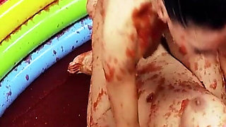 Pool Pussies Scene-4 Brunette Lesbians with Big Tits Having Sex Together in a Jelly Pool