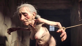Granny in Rope Bondage - Hairy Pussy & Anal Creampie Desire