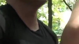 Outdoor action with a brunette chick who sucks marvelous thick cock