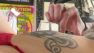 Goth Girl Fingers Her Belly Button and Plays with Navel Piercing