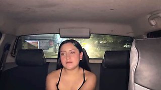 Mell Miller Outdoor POV: Latina College Girl Twerk and Spit in Car with Indian Driver Role Play
