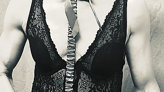Close Up With Sexy Harness And Stockings