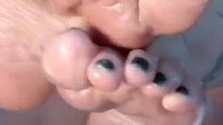 Topless Toe Fetish Tease
