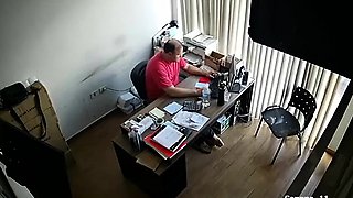 Slutty secretary sucks cock and gets fucked on hidden camera
