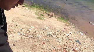 Well-shaped brunette baddie craves her lover's dong on a sunny day trip