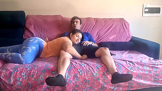 My Stepbrother Takes Out His Cock While We Watch TV