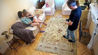 Raunchy mature man films two teen stepsisters having passionate lesbian sex