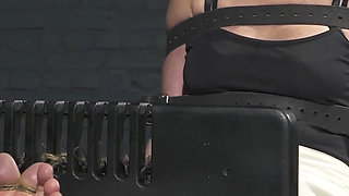 Katrina - Stocks Tickle and Bastinado Marathon - All Toes Tied, Huge Ballgag