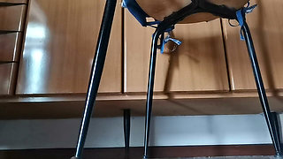 Under the Table POV White Slippers & Dining Feet Cam