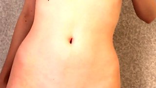 Oiled Belly Button Play with Gloves - Fetish Solo