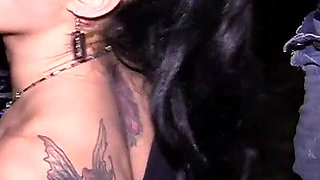 Horny Big Tits Sasha Daniels Goes Dogging to Suck off Perverted Older Men and Take Big Loads on Her Face