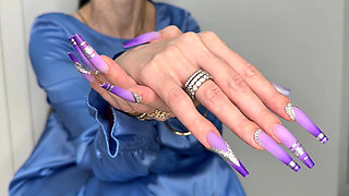 New Long Nails Shape - a Ballerina Shape (coffin) and Silk Satin Dress on Me