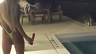 Awesome Pornstar Monika Fox Fucked Dildo in Ass, with Big Prolapse and Sqiurt by the Night Pool
